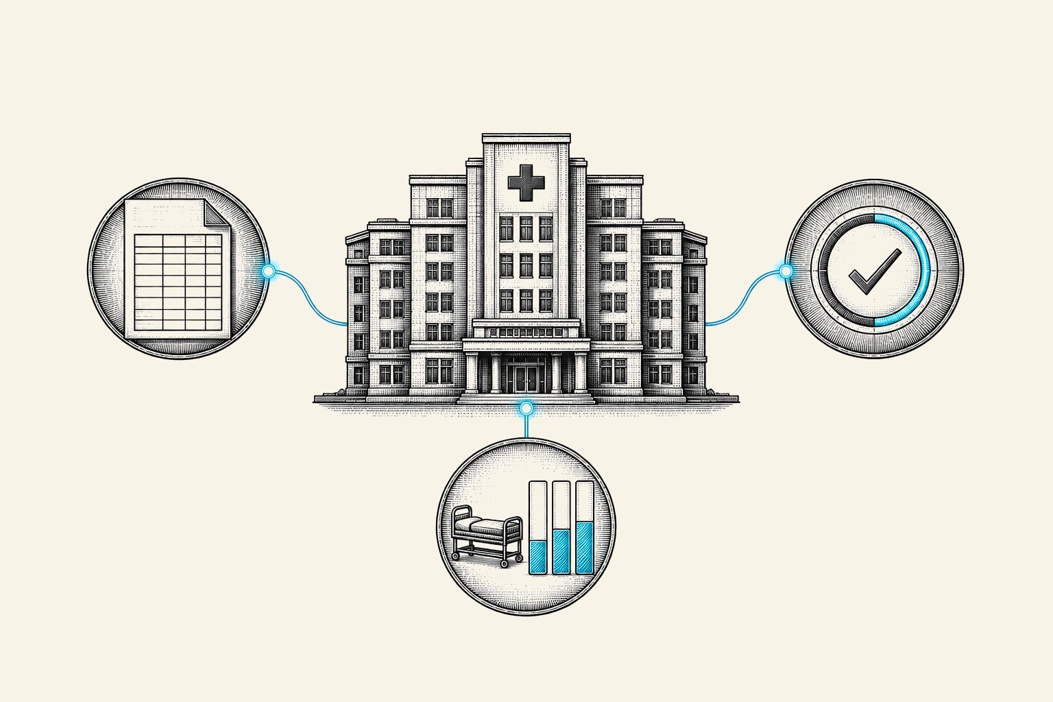 Hospital price, quality, and utilization signals connected to one facility record